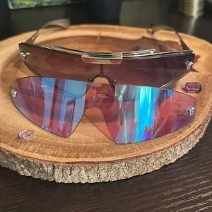 Versace shield Stylish Blue and Silver Sunglasses NEW VERSACE VE2258 1002/MA SHIELD MIRROR BLUE UNISEX  main image 3